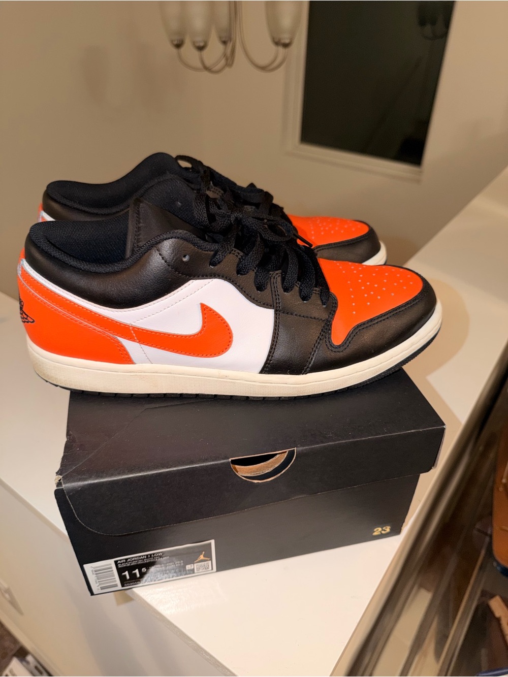 Jordan Men’s Low-Top Sneaker — Orange/Black/White